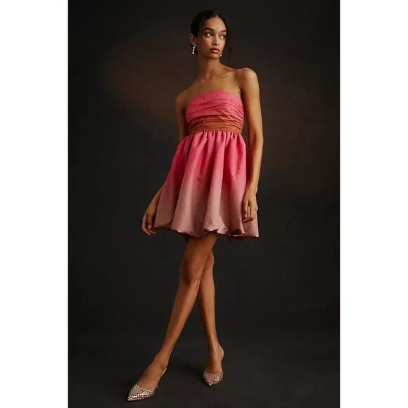 Anthropologie Vineet Bahl Strapless Ombre Mini Dress Plus Size 14 NEW - Picture 1 of 6